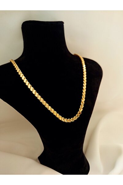 Çelik Arpa Zincir Kolye Altın Kaplama 60 cm