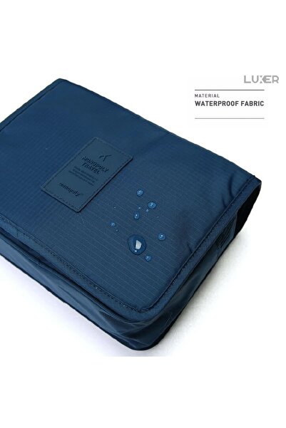 LUXER Travel Cosmetic Bag, Hanging Organizer Type, Waterproof, 24x19x9 cm, Navy Blue