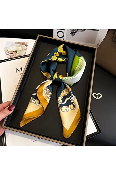 Accessories Hei Beige Patterned Stylish Silk-Look Women's Accessory Scarf Foulard