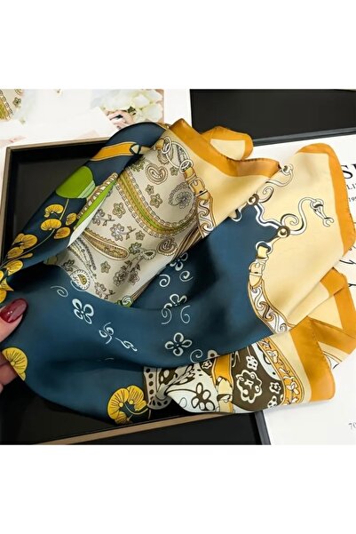 Accessories Hei Beige Patterned Stylish Silk-Look Women's Accessory Scarf Foulard