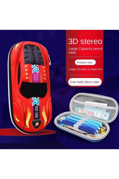 synshop Red 3D Pen Holder with Racing Car Pen Case Waterproof Large Size School Necessities Gift