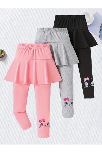 NoVibe Pantaloni cu fustă confortabili cu model pisică pentru fete