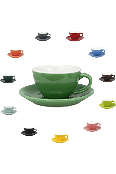 MIBRU Coffee ceramic cup with plate 150ml light Green For lattes drip coffee and tea