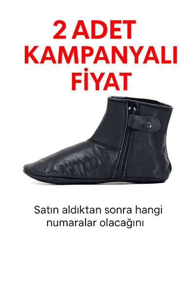 Firibu 2 ADET Orjinal Gerçek Hakiki Deri İçi Polarlı Lastikli Ve Fermuarlı Orjinal Mest