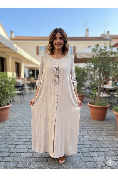 Store Kadın İtalyan Düğme Detaylı Salaş Kadife Elbise