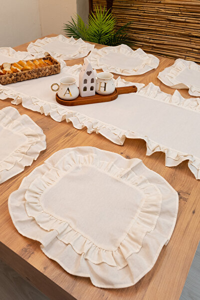 abidehanım Lira |   Rufle 7 Piece Tableware Presentation Set Double Ruffle 40 X 150