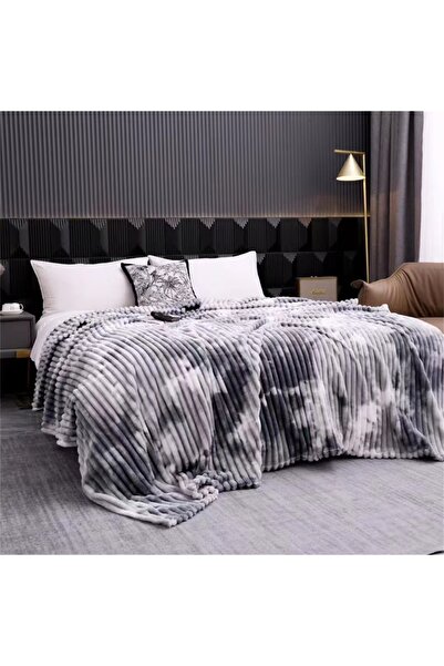 Truva Grup Pătură Pufoasă Cocolino, Pat Dublu, Textură Reiată, 200 x 230 cm