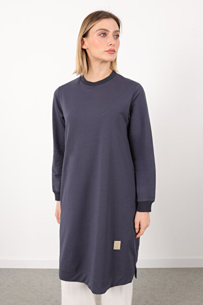 puyeni İki İplik Bisiklet Yaka Armalı Uzun Tunik