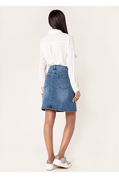 Nina Carter Fustă scurtă din denim albastru B-P213 M10