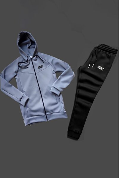 NOFLEN RESPECT Чоловічий чорний комплект спортивного одягу з принтом Scuba Grey