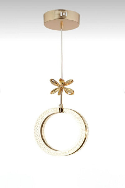 EY-EL TASARIM TEKLİ ALYANS GOLD 3 RENK MODLU KRİSTAL TAŞLI LEDLİ SARKIT AVİZE