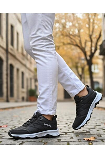 homiro Men's Waterproof Poly Sole Fuspedli Sports Shoes - Black White