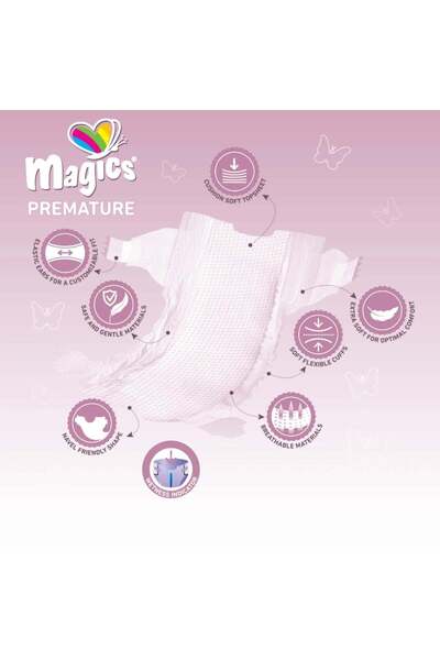 Sleepy Magics Premature Baby Diapers, < 3 kg, 20 pieces