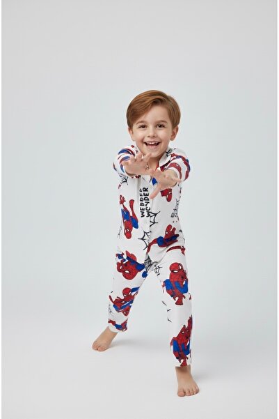 Beka Kids Patterned Long Sleeve 100% Cotton Front Buttoned Shirt Collar Boys Pajama Set