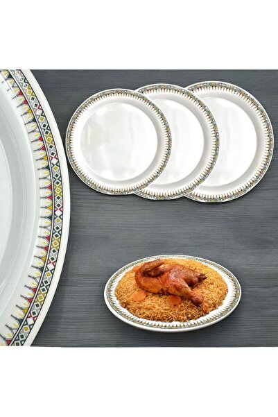 LANDREEN Melamine rice serving plates/dishes with a traditional design, break-resistant, microwave safe, sizes 40/45/50cm