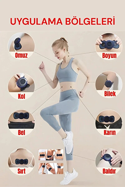 Genel Markalar 8 Modlu Mini Şarjlı Kelebek LCD Ekran Ems Boyun Omuz Kol Sırt Elektrikli Masaj Bantı Kas Stimülatörü