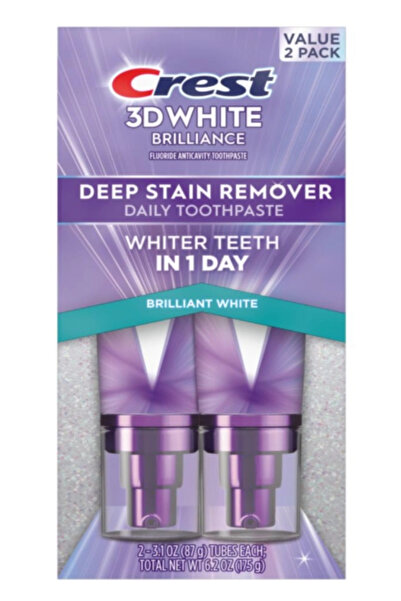 CREST 3D White Brilliance Deep Stain Remover Daily Toothpaste Whiter Teeth in...