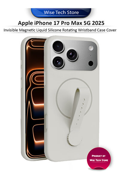 Wtech Apple iPhone 17 Pro Max 5G 2025 Invisible Magnetic Liquid Silicone Rotating Wristband Case Cover