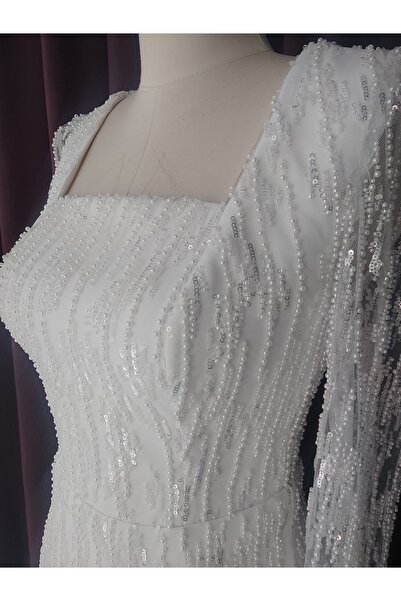 ÖZEL DİKİM İnci boncuklu GELİN ELBİSESİ 3
