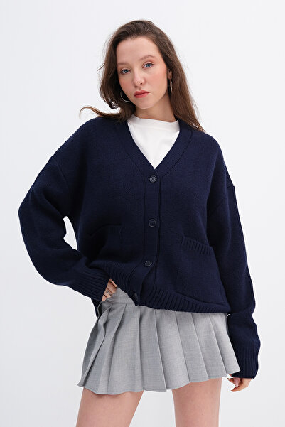 Addax Двокишеневий трикотажний кардиган на ґудзиках H3382-A6