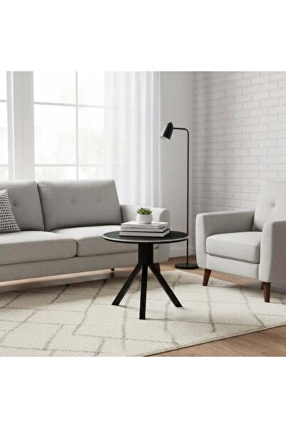 Family Ship Round Porcelain Coffee Table 70x60 cm - Black