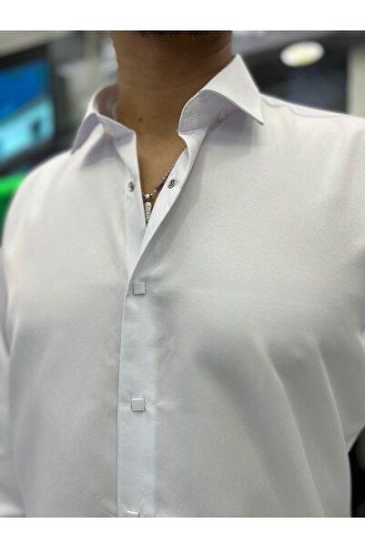 PASSERO Slim Fit Snap Fastener Σατέν πουκάμισο