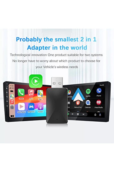GENERAL 2-in-1 Wireless CarPlay Adapter for Apple and Android Cars, for Android CarPlay iOS, USB Plug and Play