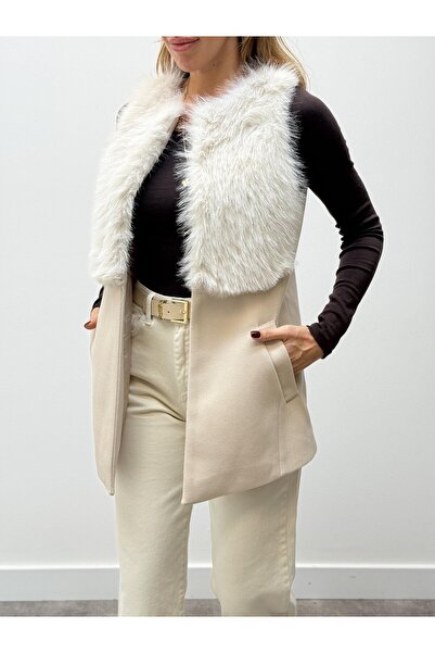 Lady Pixie Women's Fur Detailed Cashmere Vest