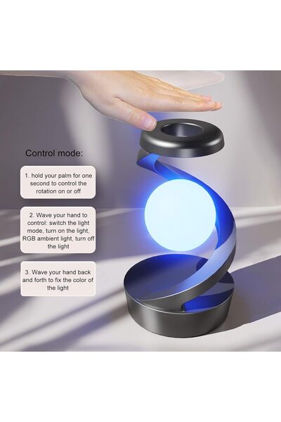 Generic Modern Spiral Bedside Levitation Ball LED Table Lamp (Grey)