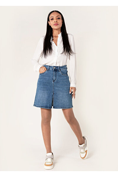 Nina Carter Short blue denim skirt B-P213 M10