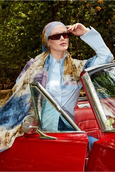 LuvenSara Silk Elite Şal | Pastel Mavi