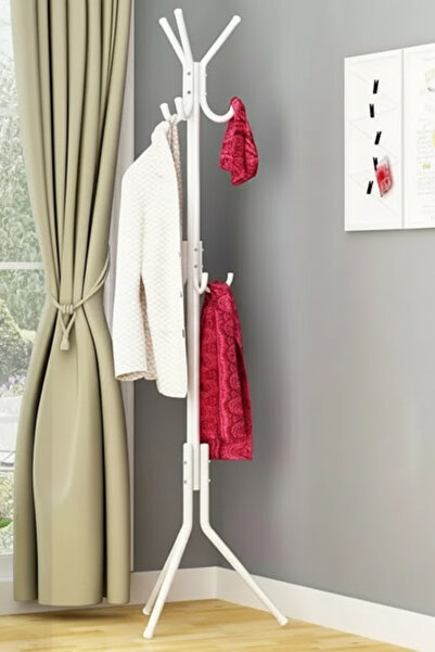 Muchmy White Clothes Rack Floor Stand Simple And Durable Garment Hanger For Bedroom Organization