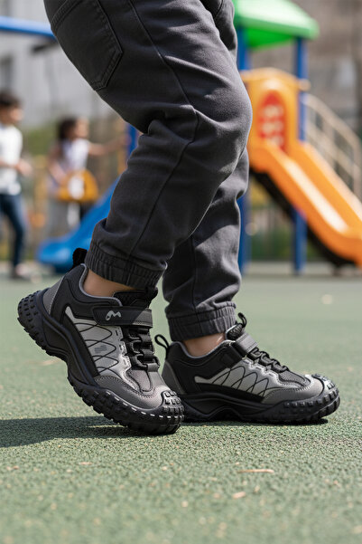 AYK'S Grey-Black Lightweight Children's Sports Shoes 22676 F