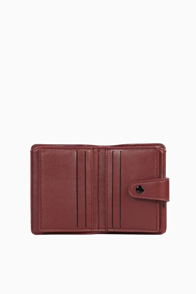 CENGİZ PAKEL Unisex Card Holder with Snap Detail - 2518 - Claret Red