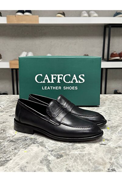 Caffcas Hakiki Deri Siyah Makosen Klasik Erkek Ayakkabı 213-MKS-M