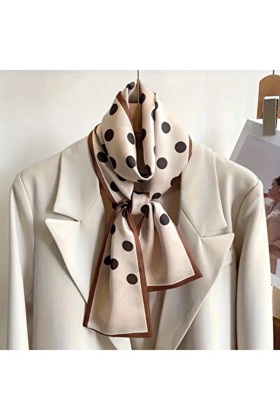 Accessories Hei Brown Polka Dot Patterned Stylish Silk-Look Women's Accessory Scarf Foulard