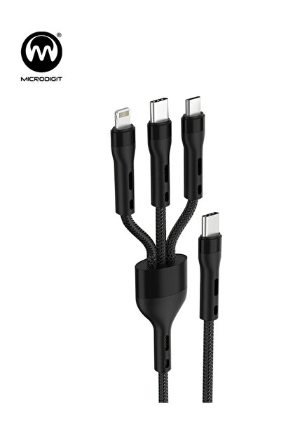 Microdigit كابل شحن PD 3 في 1 DC203 5A شاحن سريع 1.2 متر
