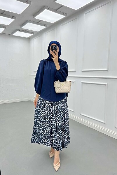 Pardesü Dünyası Balon Kol Gömlek Lacivert