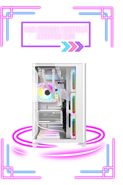 Vural Elektronik AMD RYZEN 7 7800X3D-RTX5070 12GB- 32GB RAM-1 TB M2SSD-360MM SIVI SOĞUTMA-BEYAZ AKVARYU KASA