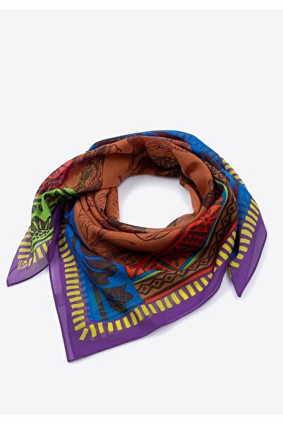 Wittchen Women's patterned scarf brown and red brown and red cotton