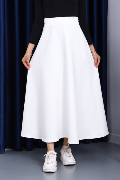 İmajButik Ecru Scuba Flared Skirt