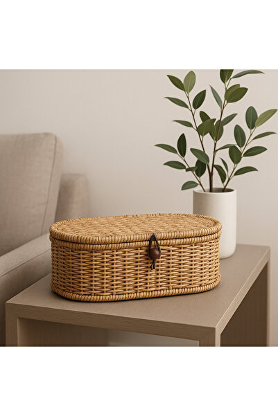 YzHome Wicker Rattan Lid Storage Box Organizer Multi-Purpose 10*27cm