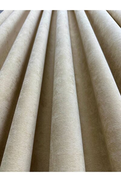 perkoz Ada Fonluk Açık Bej Fon Perde Tek Kanat 1/3 Sık Pile