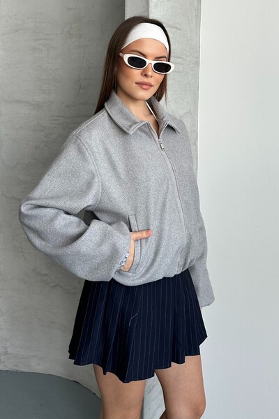 moda armanc Women's Oversized Bomber Jacket – Soft Cashmere Texture, Transitional , Casual Fleece Coat