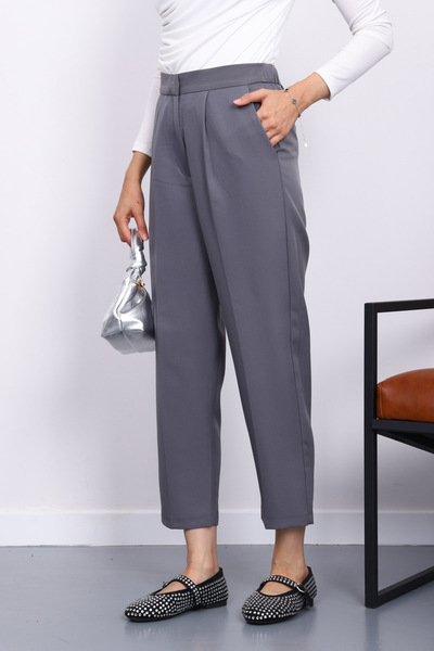 İmajButik Smoked Dabıl Elastic Waist Carrot Pants