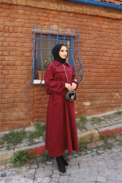 NİSUM MODA Suede Suit with Zippered Skirt