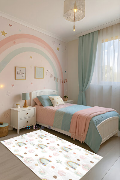 Bebişim Halı Balerin Kelebek ve Çiçekli Bambu Çocuk Odası Halısı