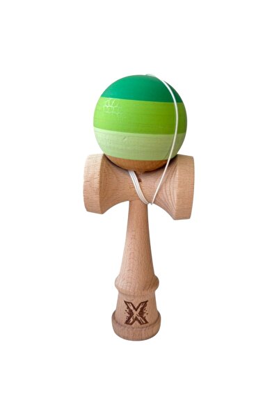 Krista Kendama X Rubber Grip 18 cm, kendama din lemn verde deschis-verde închis