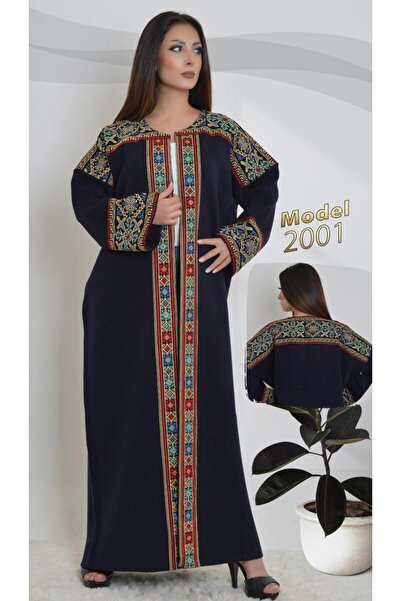 Dr Fashion Women's winter embroidered abaya, black