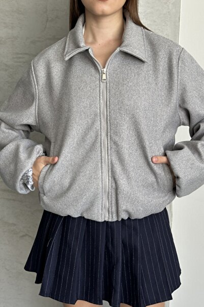 moda armanc Women's Oversized Bomber Jacket – Soft Cashmere Texture, Transitional , Casual Fleece Coat